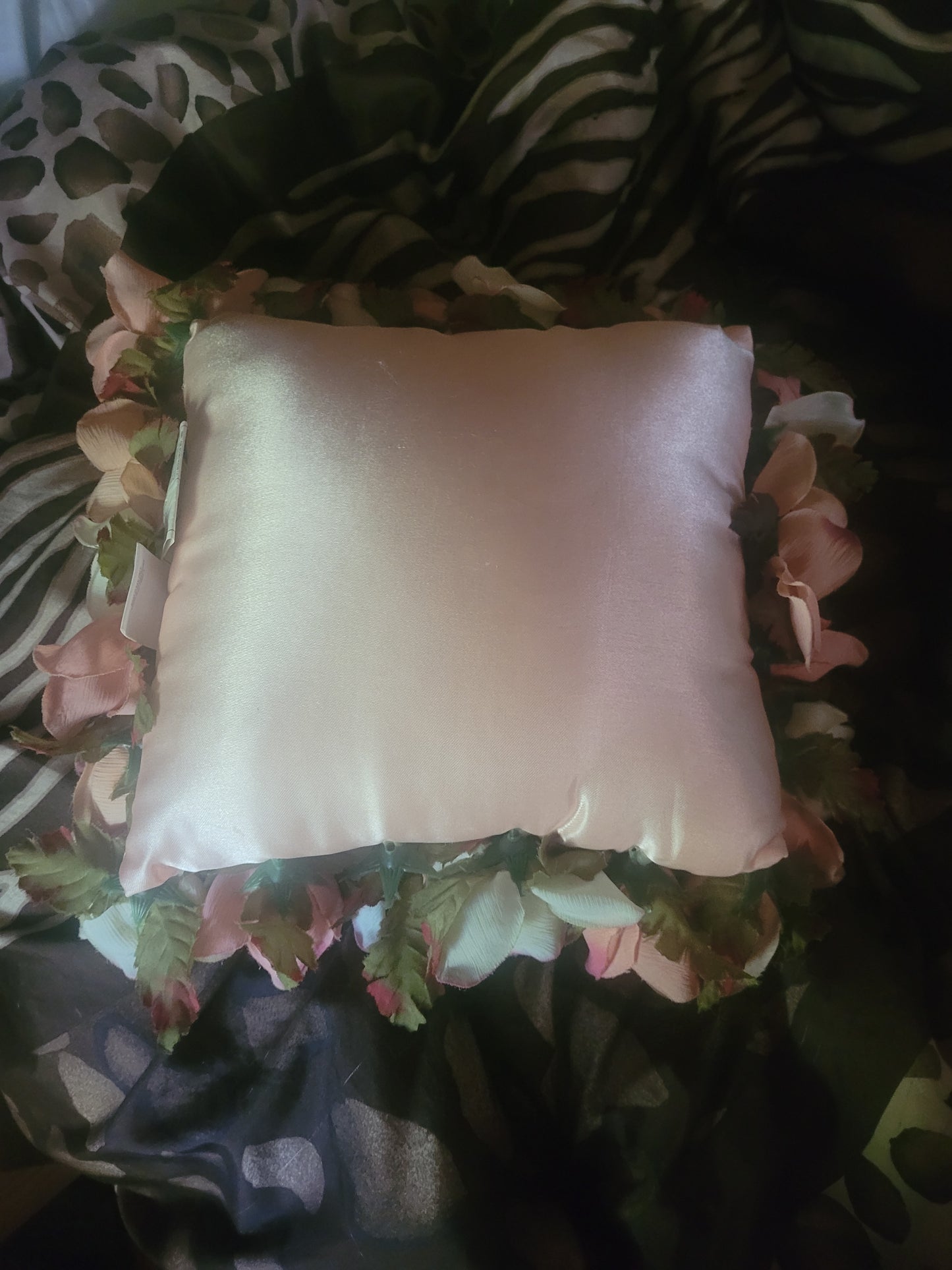 Rose Garden Dreams Floral Satin Pillow Handmade by Kristen Bruce