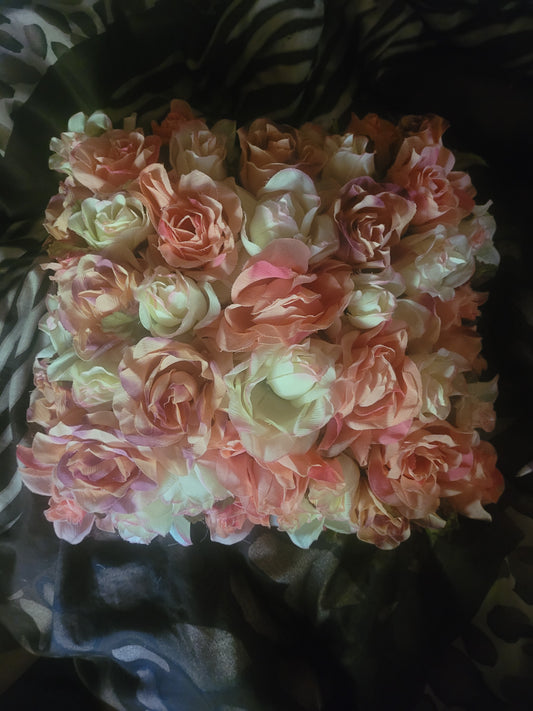 Rose Garden Dreams Floral Satin Pillow Handmade by Kristen Bruce