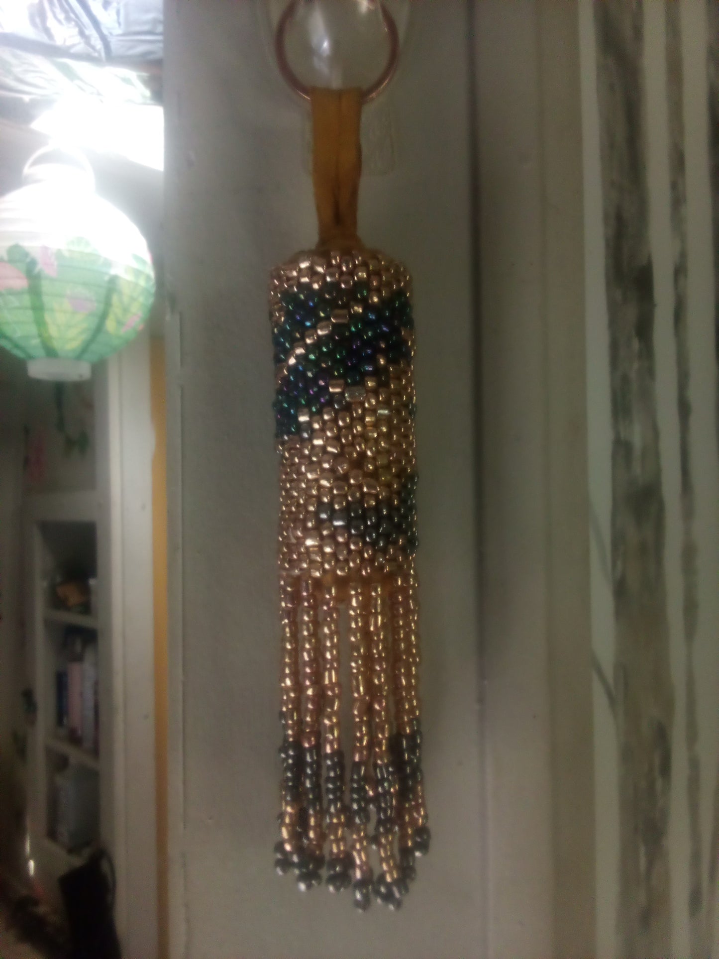 Golden Dusk Beaded Keychain Tassel