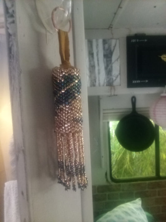 Golden Dusk Beaded Keychain Tassel